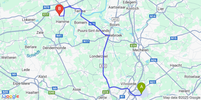 Map: Brussels Zaventem Airport (BRU) to Sombeke