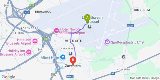 Map: Brussels Zaventem Airport (BRU) to Zaventem