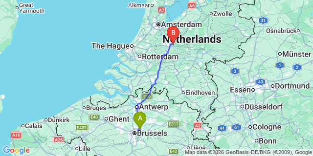 Map: Brussels Zaventem Airport (BRU) to Zeist