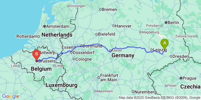 Map: Brussels Midi Train Station to Rieme