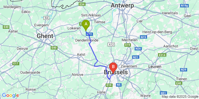 Map: Brussels Midi Train Station to Zogge