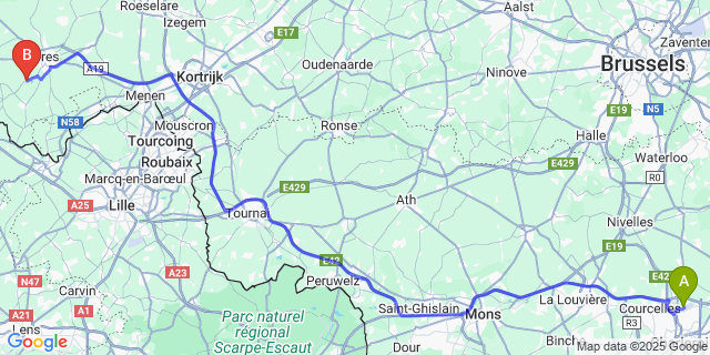 Map: Charleroi Airport Brussels South (CRL) to Dikkebus