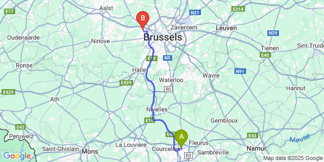 Map: Charleroi Airport Brussels South (CRL) to Groot Bijgaarden