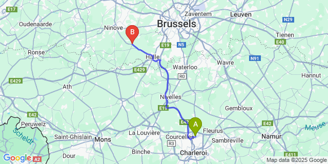 Map: Charleroi Airport Brussels South (CRL) to Leerbeek
