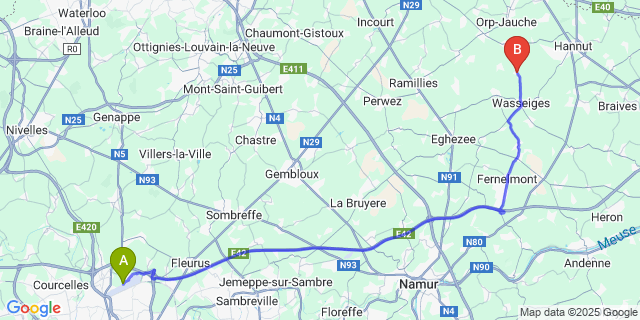 Map: Charleroi Airport Brussels South (CRL) to Merdorp