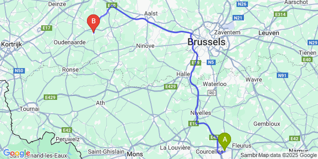 Map: Charleroi Airport Brussels South (CRL) to Munkzwalm