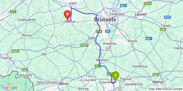 Map: Charleroi Airport Brussels South (CRL) to Outer
