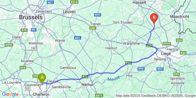 Map: Charleroi Airport Brussels South (CRL) to Riksingen