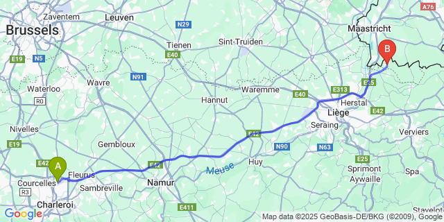 Map: Charleroi Airport Brussels South (CRL) to ’s-Gravenvoeren
