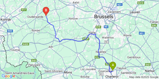 Map: Charleroi Airport Brussels South (CRL) to Sint-Blasius-Boekel