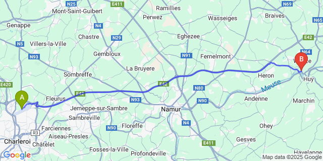 Map: Charleroi Airport Brussels South (CRL) to Statte