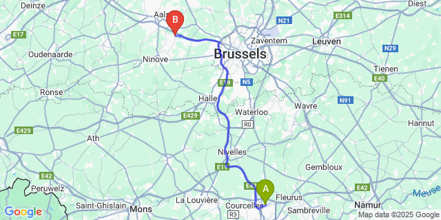 Map: Charleroi Airport Brussels South (CRL) to Teralfene