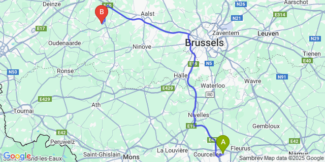Map: Charleroi Airport Brussels South (CRL) to Terstraeten