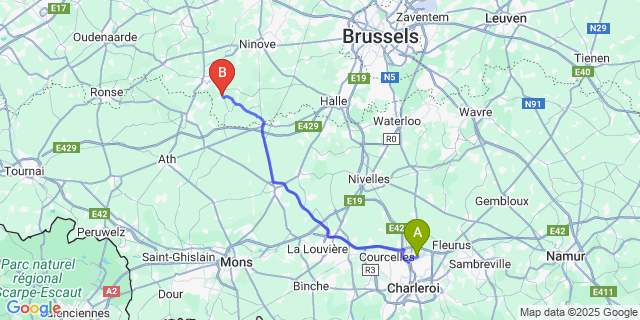 Map: Charleroi Airport Brussels South (CRL) to Viane