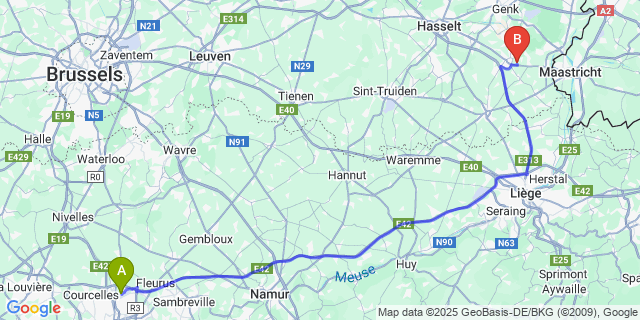 Map: Charleroi Airport Brussels South (CRL) to Waltwilder
