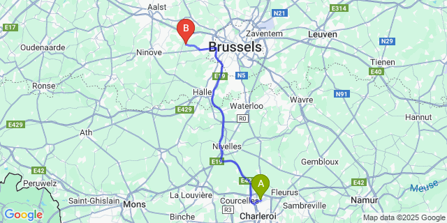 Map: Charleroi Airport Brussels South (CRL) to Wambeek