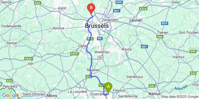 Map: Charleroi Airport Brussels South (CRL) to Wemmel