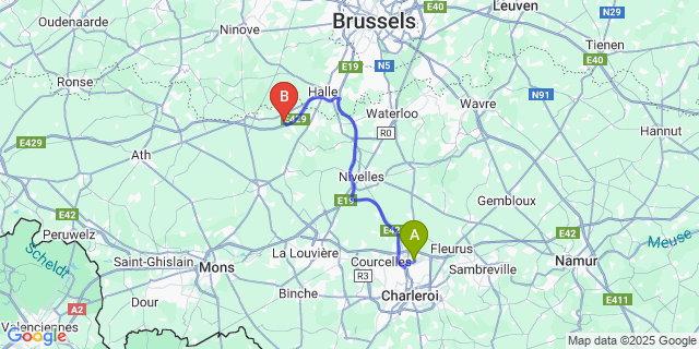 Map: Charleroi Airport Brussels South (CRL) to Wisbecq