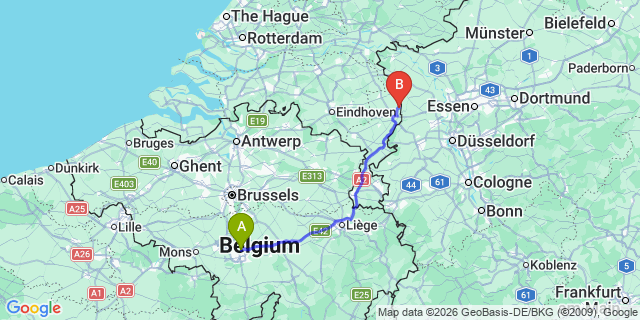 Map: Charleroi Airport Brussels South (CRL) to Zutphen